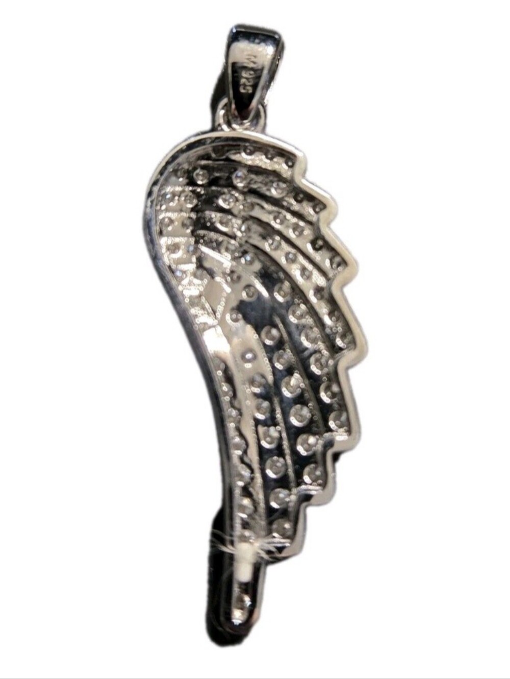 REAL VVS1 MOISSANITE Guardian Angel Wing Necklace Pendant Solid 925 Silver - Picture 5 of 12